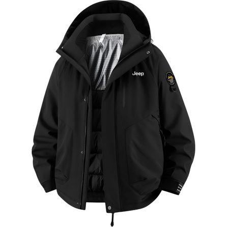 Jeep American Trendy Thickened Warm Padded Jacket Design Versatile Outdoor Sports Daily Commute Travel Solid Color Comfort Windproof Waterproof Wear-Resistant Multi-Scenario Padded Jacket Unisex