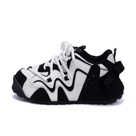 HUANQIU Synthetic Leather Fleece Lined Thick Sole Winter Fashion Versatile Sport Comfort Trendy Breathable Thick Sole Wrapping Lightweight Height-Increasing Low-Top Casual Lifestyle Shoes Men's Black White