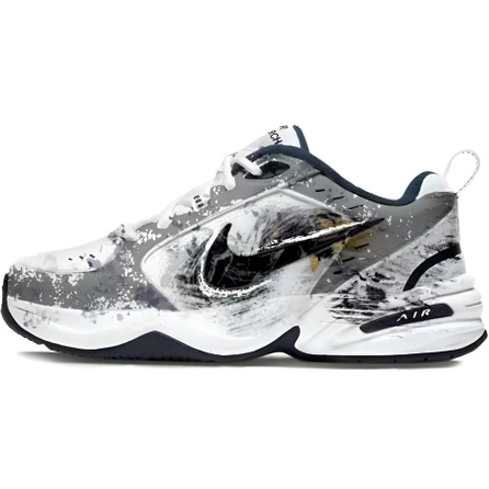 [Custom Sneakers] Nike Air Monarch 4 'Floating Mountain Mist' Synthetic Leather GIOIO Made Chinese Style National Trend Cushioned Durable Low-Top Dad Shoes Unisex Black