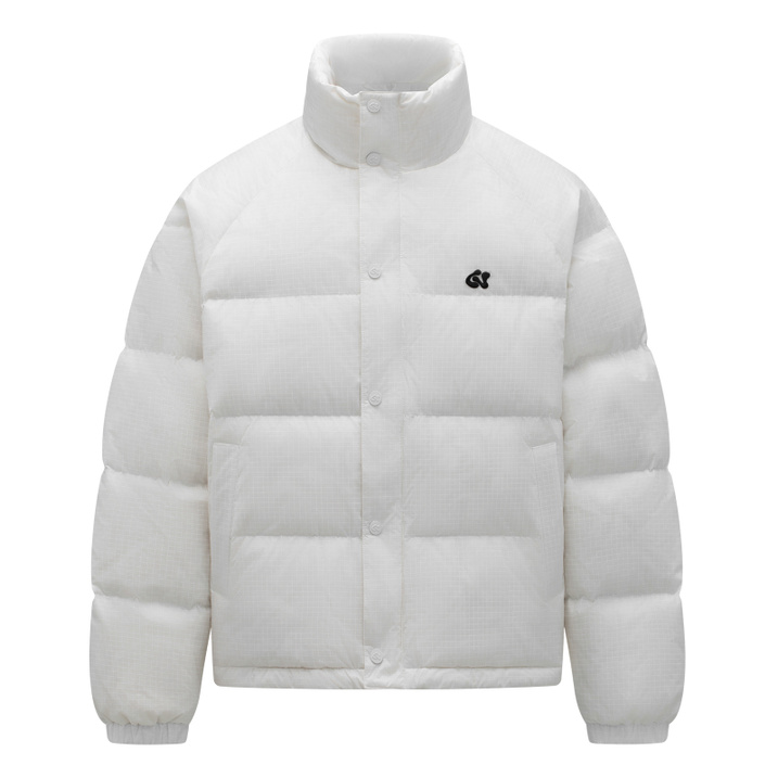 CLIMAX VISION Zip-Fly Water-Repellent 90% Down Letter 3D Embroidery Retro Windproof Classic Thickened Warm Cold-Resistant Short Puffer Jacket Unisex