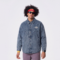 Dickies American Retro Street Trendy Washed Distressed Classic Brand Letter Logo Print Loose Casual Versatile Drop Shoulder Single-Breasted Lapel Long Sleeve Denim Jacket Unisex синий
