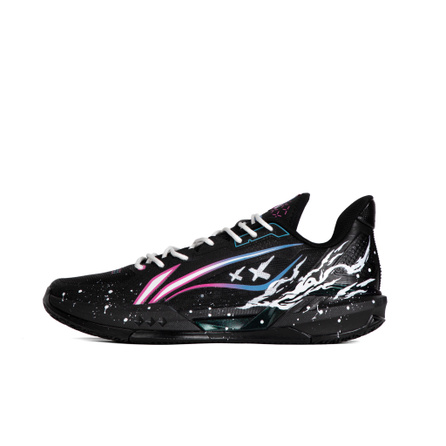 Custom SneakersLiNing Light Speed 3 Black Flame Phantom Purple Street Trendy Splatter Ink Comfortable Versatile Cushioning Slip-Resistant Wear-Resistant Low-Top Basketball Shoes Men's