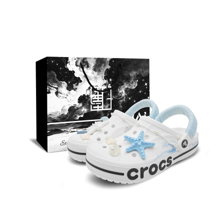 Custom Shoes Crocs Bayaband Clog Summer Salt-BOX Slip-On Sweet Girl Youthful Travel Fashion Beach Vacation Outdoor Trendy Lightweight Versatile Gift Bag Clog Unisex Blue White