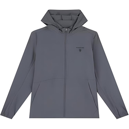 361° Solid Color Hooded Zipper Jacket Coat Men's Gravel Gray