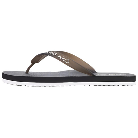 CKJ CALVIN KLEIN JEANS Letter Print Beach Pool Round-Toe Flat Flip-Flops Men's Black