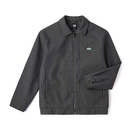 Lee FW24 Comfort Fit Y2K Millennium Metal Design PU Leather Long Sleeve Jacket Coat Men's Dark Grey