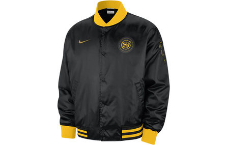 Nike Golden State Warriors 2023/24 City Edition Letter Print Color-Block Long Sleeve Jacket Men's Black
