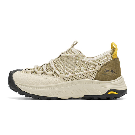 Jeep Spring Summer Mesh Breathable Non-Stuffy Feet Outdoor Casual Sports Suburban Camping Stream Trekking Simple Retro Versatile Height-Boosting Wear-Resistant Low-Top Hiking Shoes Men's