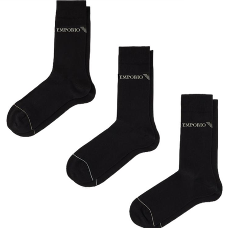 EMPORIO ARMANI SS25 Mid-Calf Socks Men's 3 Pack Black