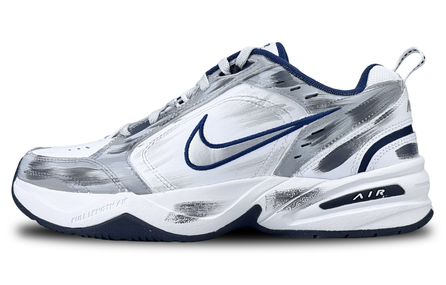 Custom Sneakers: Nike Air Monarch 4 'Silver Wing Hunter' Distressed Retro Versatile Urban Techwear Wear-Resistant Low-Top Dad Shoes Unisex Gray White