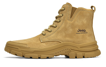 Jeep Cushioned Anti-Slip Wear-Resistant Breathable Lightweight High-Top Outdoor Shoes Unisex Camel