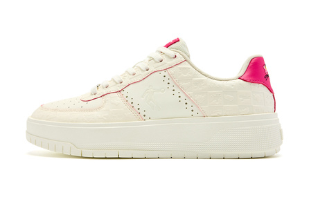 PINK PANTHER x Jordan Pink Panther 5cm Air Force One White Leather Classic Trendy Rubber Thick Sole Simple Casual Comfortable Versatile Height-Increasing Wear-Resistant Slip-Resistant Low-Top Skate Shoes Men's Ivory White Smart Pink