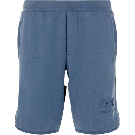 ARMANI EXCHANGE SS24 Solid Logo Embossed Elastic Waist Casual Shorts Men's Blue