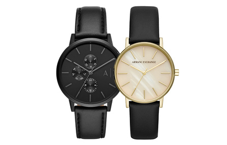 ARMANI EXCHANGE Armani Wrist Watch Quartz Movement Leather Watch Bands Multicolor Watch Dial Unisex Exclusive Gift Box