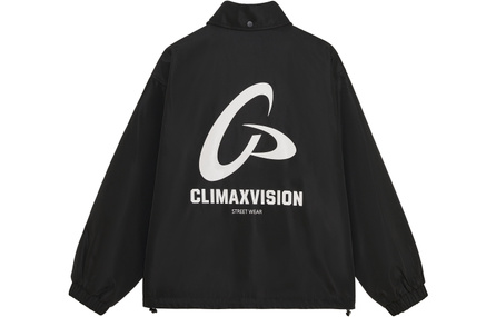 CLIMAX VISION Frisbee Series Frisbee Logo Outdoor Windproof Zipper Stand Collar Adjustable Jacket Unisex Black