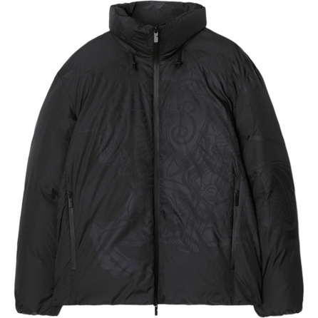 Burberry Pattern Print Zip-Up Stand Collar Loose Long Sleeve Down Jacket Men's Black