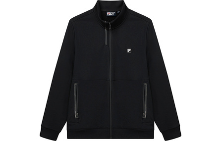 FILA Sport Casual Warm Knit Stand Collar Jacket Men's Black