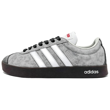 adidas Vl Court Classic Custom Lone Moon Wasteland Style Vintage Distressed Suede Low-Top Sneakers Unisex Moon Grey