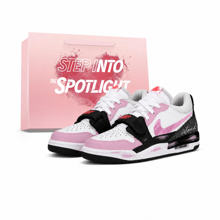 [Custom Sneakers] Jordan Legacy 312 GS Cherry Blossom Pink Gift Bag Edition Summer Breathable Couple Heart Romantic Gradient Versatile Commute Cushioning Non-Slip Wear-Resistant Low-Top Retro Basketball Shoes Unisex