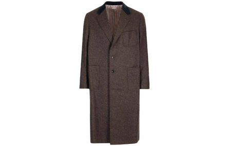 THOM BROWNE SS23 Solid Color Lapel Long Coat Men's Brown