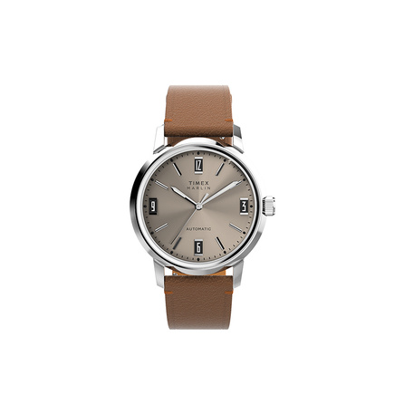 TIMEX Marlin Series Wristwatch Automatic Mechanical Movement Leather Strap Coffee Brown Dial Men's Watch Original Gift Box 50M Water Resistant Sport Outdoor Fashion