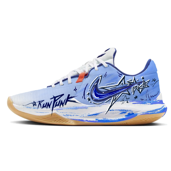 Custom SneakersNike Precision 6 Star Chaser Not Fugitive Trendy Performance Fashion Graffiti Hand-Painted Versatile Sweat-Absorbent Wear-Resistant Breathable Anti-Slip Low-Top Basketball Shoes Men's Sea Blue