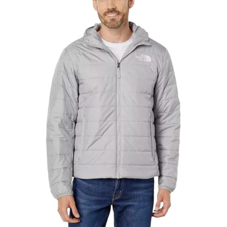 THE NORTH FACE Quilted Brand Logo Hooded Zipper Jacket Coat Men's Grey