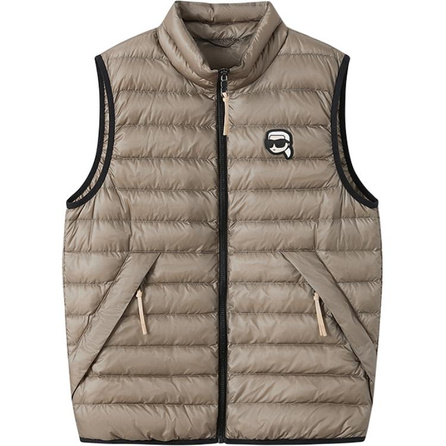 KARL LAGERFELD Outdoor Windproof FW25 Hoodless Stand Collar Zip Straight Sleeveless Quilted Down Vest Men's