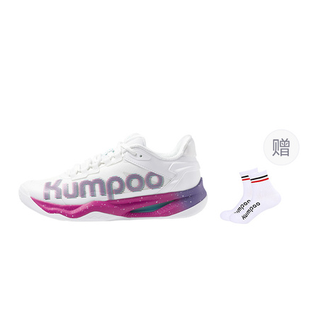 KUMPOO Badminton Shoes Unisex Low-Top White/Rose Red/Purple Blue