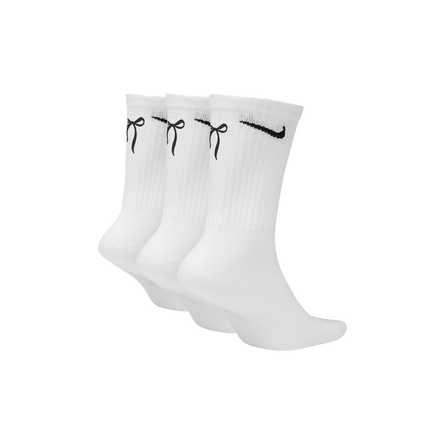 [Custom Apparel] Nike Bow Embroidery Sports Training Mid-Calf Socks Unisex 3-Pack White