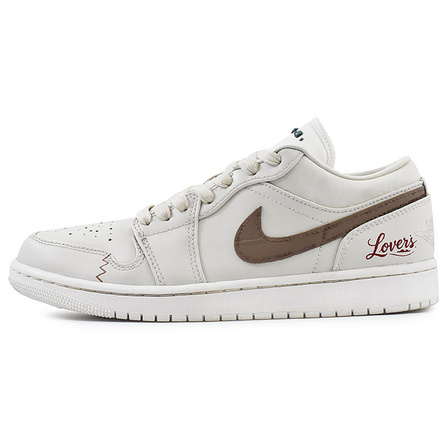 [Custom Sneakers] Jordan Air Jordan 1 Mocha Lover Casual Fresh Versatile Niche Korean Style Atmosphere Gentle Commuter Shock-Absorbing Low-Top Retro Basketball Shoes Men's