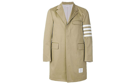 THOM BROWNE Trench Coats Men Earth Tone