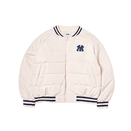 MLB New York Yankees VARSITY RIB LIGHT SHORT DOWN JKT Down Jacket Unisex Dark Cream