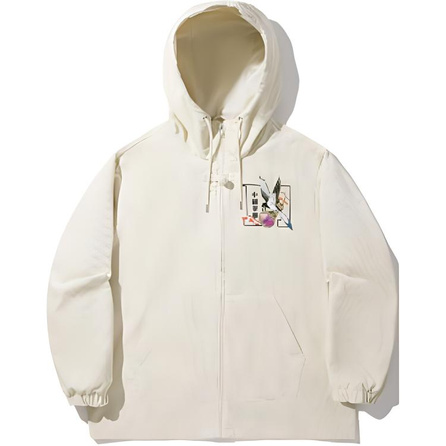 LI-NING x MEDM Collaboration 'Daily Fortune' Series Sporty Casual Simple Solid Color Hooded Relaxed Jacket Coat Men's Rice Paper White