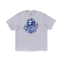 A BATHING APE SS26 Tropical Flowers Big Ape Head Drop Shoulder Loose Graffiti Short Sleeve T-Shirt Unisex серый