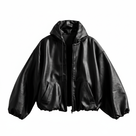 REXSHION American High-Street Relaxed Matte Faux Leather Jacket Oversized Drop Shoulder Zip-Up Structured Casual Coat Unisex