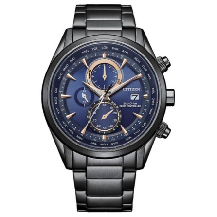 CITIZEN 100m Water Resistant Eco-Drive Quartz Movement Stainless Steel Bracelet Japanese Korean Watch 43mm Men's Watch Blue Dial