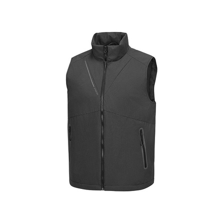 Skechers Mountain Outdoor Series Casual Comfortable Windproof Warm Stand Collar Zipper Long Sleeve Vest Unisex Black Grid Full Print