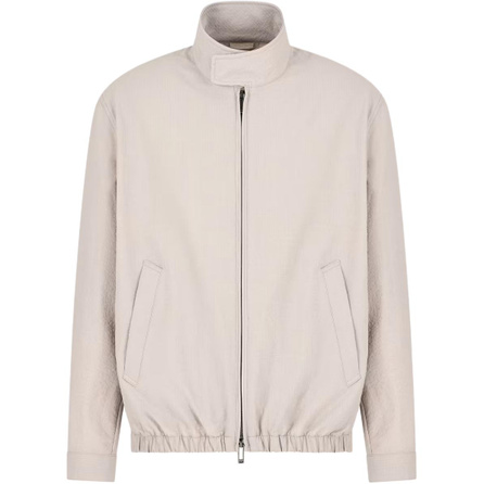EMPORIO ARMANI Nylon Seersucker Zip-Front Long Sleeve Jacket Coat Men's