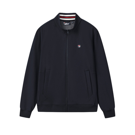 FILA HERITAGE Classic Simple Fashion Comfortable Versatile Knit Stand Collar Jacket Men's Legend Blue