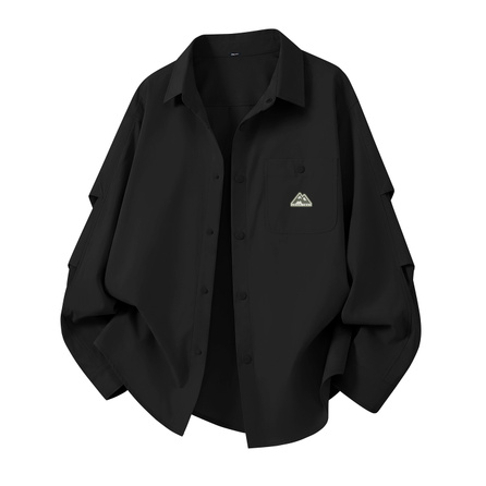 Jeep Autumn Casual High Aesthetic Inner Layer Layering Sven Scum Style Couple Trendy American Outdoor Mountain Style Cargo Preppy Wrinkle Texture Drape Structured Versatile Long Sleeve Old Money Style Jacket Korean Shirt Unisex