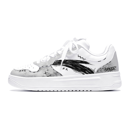 [Custom Sneakers] Anta Easy Ink Meteor Star Chase Synthetic Leather Graffiti Street Trendy Versatile High Street Motorcycle Niche Korean Style Height Increasing Wear-Resistant Lightweight Breathable Low-Top Sneakers Men's White Black Grey