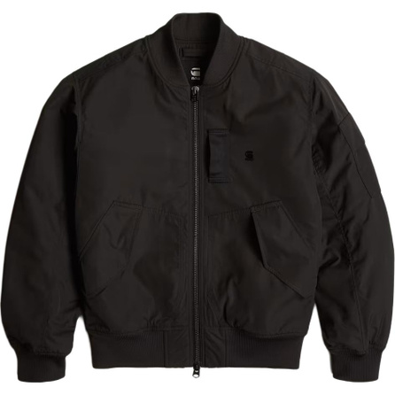 G-STAR RAW Minimalist Solid Color Comfortable Stand Collar Pilot Jacket Coat Men's Black