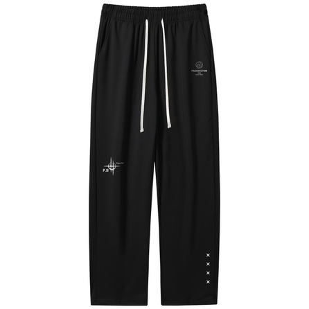 Paddington Bear Minimalist Bear Print Stretch Loose Straight Leg Tie-Waist Casual Pants Unisex