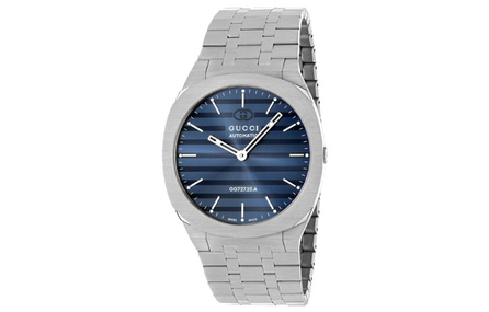 GUCCI 25H Wrist Watch Automatic Mechanical Movement Stainless Steel Watchband 40mm Blue Dial Men's Watches