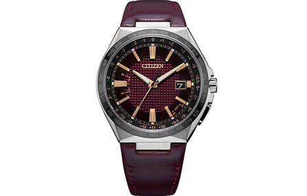 CITIZEN Eco-Drive Series Super Titanium Case Calfskin Strap Watch Solar Quartz Movement Japanese Korean Watch Unisex Red Dial
