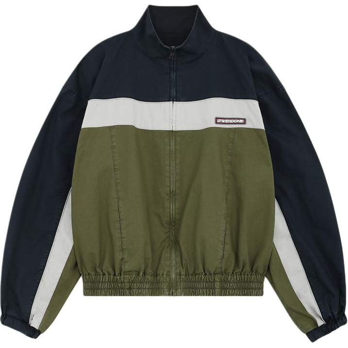 WE11DONE SS26 Drop Shoulder Design Front Seam Slant Pocket Contrast Color Sport Jacket Unisex