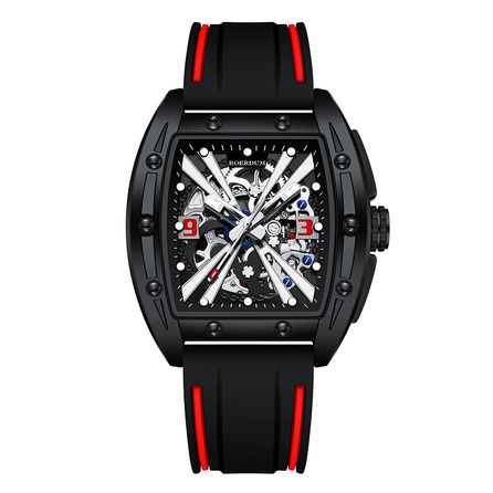 ROERDUM Laurdon X Series Automatic Mechanical Movement Silicone Strap Chinese Watch Men's Watch Black Dial