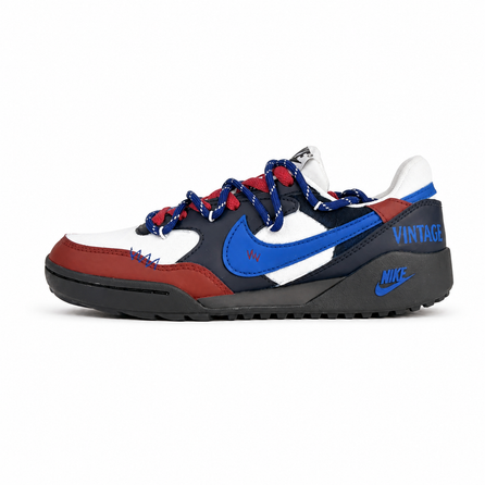 Custom SneakersNike Terra Manta Wilderness Vintage American Retro Distressed Deconstructed Splicing Street Style Graffiti Hand-Painted Contrast Low-Top Casual Shoes Unisex Sapphire Blue Burgundy