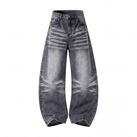 Jeep American Retro Streetwear Genderless Minimalist Fashion Lazy Comfortable Casual Loose Preppy Versatile Trendy Niche Distressed Gradient Wash Straight-Leg Drape Daily Outdoor Commute Jeans Unisex